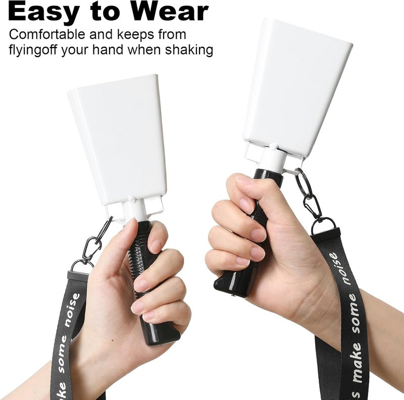 CHMI Cow Bells with Wrist Strap - Cowbell with Handle 2pcs, Customizable Cowbells for Sporting Events, for Football Games,Chimes, Percussion, Musical Instruments, Call Bell, Farm Ranch (white) - Image 3